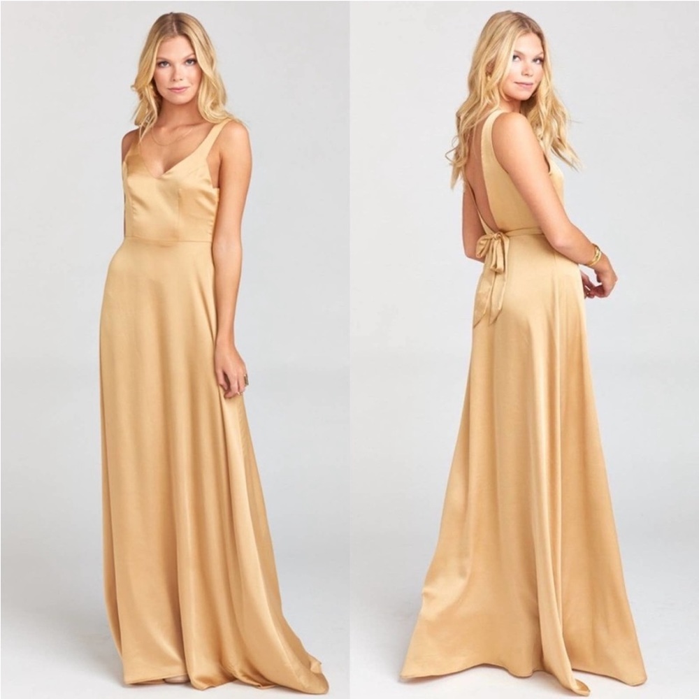 Show Me Your MuMu Jenn True Gold Luxe Satin Maxi Dress